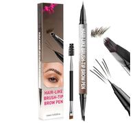 Crayon à sourcils double embout waterproof - Crayon à sourcils longue tenue avec brosse, maquillage sourcils naturel, résistant à l’eau et à la transpiration (Noir & Marron)