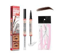 Crayon à Sourcils en Microplastique, Crayon à Sourcils 3D Imperméable 2 en 1 avec Gel à Sourcils, Crayon Sourcil avec Pointe Micro-Fourche, Durable et Naturel, à Utiliser Toute la Journée (1#, 2pcs)