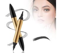 Crayon à sourcils magique 2 en 1, mise à niveau 2024 multifonction 3D Microblading crayon de tatouage pour sourcils 4 pointes de fourche avec eye-liner. (Gris)