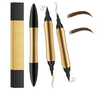 Crayon à sourcils magique 2 en 1, mise à niveau 2024 multifonction 3D Microblading crayon de tatouage pour sourcils 4 pointes de fourche avec eye-liner. (Marron foncé+marron clair)