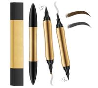 Crayon à sourcils magique 2 en 1, mise à niveau 2024 multifonction 3D Microblading crayon de tatouage pour sourcils 4 pointes de fourche avec eye-liner. (Marron foncé+gris)