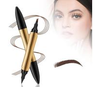 Crayon à sourcils magique 2 en 1, mise à niveau 2024 multifonction 3D Microblading crayon de tatouage pour sourcils 4 pointes de fourche avec eye-liner. (Brun clair)