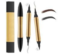 Crayon à sourcils magique 2 en 1, mise à niveau 2024 multifonction 3D Microblading crayon de tatouage pour sourcils 4 pointes de fourche avec eye-liner. (Marron clair+gris)