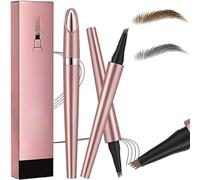 Crayon à sourcils magique - 2024 nouveau crayon à sourcils 3D imperméable pour microblading - Stylo à sourcils à 4 pointes, crayon à sourcils microblading naturel longue durée (Gris + marron clair)