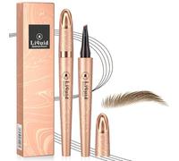 Crayon à sourcils magique avec 4 pointes microfourchues - 3D Crayon Sourcil Microblading Résistant à L'eau, Stylo à sourcils imperméable liquide pour Effet Poil à Poil Naturel(11# café clair)