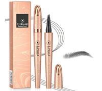Crayon à sourcils magique avec 4 pointes microfourchues - 3D Crayon Sourcil Microblading Résistant à L'eau, Stylo à sourcils imperméable liquide pour Effet Poil à Poil Naturel(13# gris)