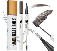 Crayon à Sourcils Microblading, Crayon Sourcil 2 en 1 et Gel à Sourcils Teintée, Stylo à Sourcils Double Embout Waterproof, Maquillage pour Longue Durée Résistant Naturel, Build a Brow (Marron Foncé)