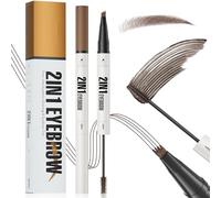 Crayon à Sourcils Microblading, Crayon Sourcil 2 en 1 et Gel à Sourcils Teintée, Stylo à Sourcils Double Embout Waterproof, Maquillage pour Longue Durée Résistant Naturel, Build a Brow (Marron)