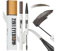 Crayon à Sourcils Microblading, Crayon Sourcil 2 en 1 et Gel à Sourcils Teintée, Stylo à Sourcils Double Embout Waterproof, Maquillage pour Longue Durée Résistant Naturel, Build a Brow (Marron Noir)
