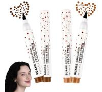 Crayon à taches de rousseur d'été - 2 couleurs naturelles et réalistes - Maquillage d'été - Imperméable - Pois doux longue durée - Pour un maquillage naturel sans effort Sunkissed - Marron foncé et