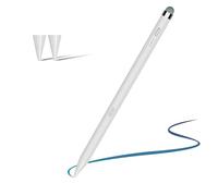 Crayon A16 pour iPad 2018-2025, double pointe, sensibilité à l'inclinaison, stylet compatible iPad 11/10/9/8/7/6e génération, Pro 12,9/11/13" M4, Air 3/4/5/M2/M3, Mini 5/6 (blanc)