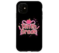 Crayon Apple scintillant avec nœud rose de dixième année Coque pour iPhone 11