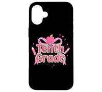 Crayon Apple scintillant avec nœud rose de dixième année Coque pour iPhone 16 Plus