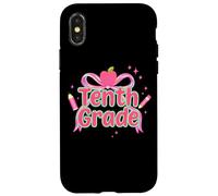 Crayon Apple scintillant avec nœud rose de dixième année Coque pour iPhone X/XS