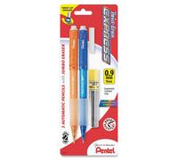 Crayon automatique Pentel Twist-Erase Express avec mine et gomme 0,9 mm QE419FLEBP2, couleurs assorties