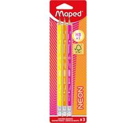 Crayon avec gomme HB néon 3pcs MAPED