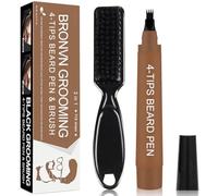 Crayon Barbe,Beard Pencil Filler For Men with Bristle Beard Brush,stylo à barbe étanche,Kit De Stylo De Remplissage,Natural LookingBarber Pencil Mustache Kit for Men,avec Brosse(Marron foncé)