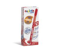 CARIOCA Oops | Lot de Stylos Effaçables pour l'Ecole et le Bureau avec Double Gomme et Poignée Ergonomique, Stylos Rouges, 12 Pièces