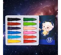 Crayon Cire, Crayons de Rocket pour Les Tout-Petits, Stylos à La Cire Lavables Et Sûrs, Crayons Faciles à Tenir, Crayons de Cire pour Jeunes Enfants 1-6 Ans (12 couleurs)