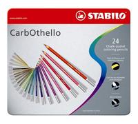 Crayon-craie pastel - STABILO - CarbOthello - Boîte métal de 24 - Partiellement aquarellable - 60 couleurs