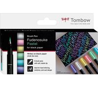 Crayon de calligraphie Tombow Fudenosuke Pastel étui carton 6 pièces