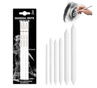 Crayon de Charbon de Bois Blanc, Crayon Blanc Dessin, Crayon de Surbrillance Dessin Professionnel, 3 Pièces Crayon Blanc, 6 Pièces Estompe en Papier Dessin, Blanc Non Toxiques Fournitures D'art