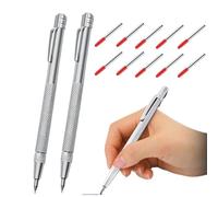 Crayon De Charpentier - 2 Stylos De Marquage En Métal, Marqueur De Construction Durable | Outil De Coupe De Pierre De Carreaux De Céramique De Verre De Précision Avec 10 De Remplacement Pour L