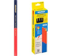 Crayon de charpentier bicolore 18 cm. (12 unités) Crayon de marquage, crayon de menuisier, marqueur de chantier rouge/bleu