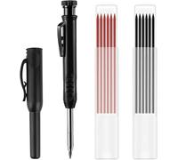 Crayon De Charpentier Mécanique Avec 12 Recharges Noir&rouge, Porte-Mines Avec Taille Crayon, Porte Mine Marqueur À Trou Profond, Crayon Chantier Pour Architecte Menuisier