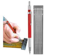 Crayon de charpentier mécanique - Crayon de soudeur avec 12 recharges argentées de 2,0 mm, marqueur en métal avec taille-crayon intégré | Tuyauteur et outil de construction durable pour acier, bois
