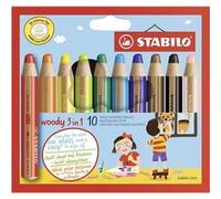 STABILO Crayon de couleur woody 3in1 – Étui carton x 10