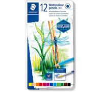 Crayon de couleur aquarellable - STAEDTLER - 14610C - 12 couleurs assorties - Bois certifié - Hexagonal