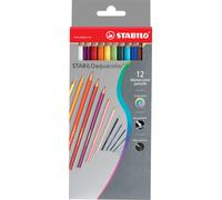 Crayon de couleur aquarelle - STABILO aquacolor - Pack de 12 - avec 12 couleurs différentes