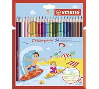 Crayon de couleur aquarelle - STABILO aquacolor - paquet de 24 - avec 24 couleurs différentes