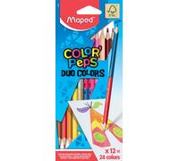 Crayon de couleur Color'Peps Duo, paquet de 12 crayons bicolores assortis