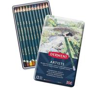 Crayon de couleur - craie grasse Derwent - 32092 - Artists - Set de 12 Crayons de Couleurs, Qualite Professionnelle,
