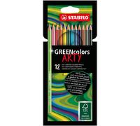 Crayon de couleur écologique - STABILO GREENcolors - ARTY - paquet de 12 - avec 12 couleurs différentes