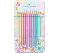 Crayon de couleur - FABER-CASTELL - Sparkle Pastel - Aquarellable - Mine 3,0 mm - Étui de 12