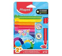 Maped – Crayons de couleur Jumbo Infinity – Tout-petits – 100% mine, sans taillage – Pochette 12