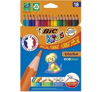 Crayon de couleur - Kids Evolution BIC - Lot de 18 - Couleurs vives - Résine synthétique