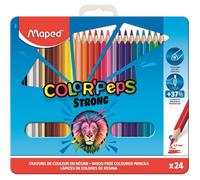 Crayon de couleur - Maped - COLOR PEPS STRONG - Étui métal de 24 - Résistant au bris - Mine 3,2 mm