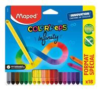 Maped – Crayons de couleur Color'Peps Infinity – 100% utilisable, sans taillage – Pochette 18