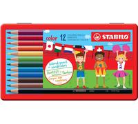 Crayons de couleur STABILO color, hexagonaux, étui de 12 pièces en métal