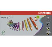 STABILO Crayon de couleur woody 3in1 – Étui carton 18 crayons + taille-crayon – Gamme premium
