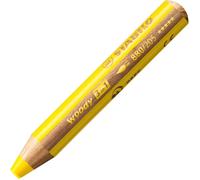 Crayon de couleur - Stabilo - Woody 3in1 - Jaune - Aquarellable - Craie grasse