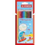 Crayon de couleur -STABILOaquacolor - Étui carton x 12 crayons aquarellables - Coloris assortis