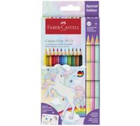 Faber-Castell 201543 - Crayons de couleur Colour Grip pour enfants, 24 crayons avec grip et corps triangulaire, pigments solubles dans l'eau, facilement lavables et incassables