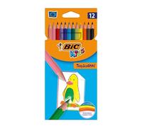 BIC Kids Tropicolors, Crayons de Couleur, Couleurs Assorties, Coloriage enfants - Etui Carton de 12
