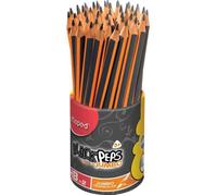Maped - 46 crayons graphite Black’Peps Jumbo HB embout peint - Crayons graphite corps triangulaire large - Pot de 46 crayons à papier