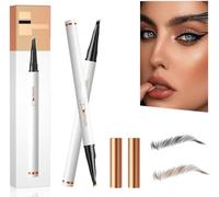 Crayon de tatouage magique pour sourcils, 4 pointes de fourche, 2024 crayon à sourcils Microblading 3D,maquillage naturel, trait fin - Maquillage marron pour les yeux (Marron foncé + noir)